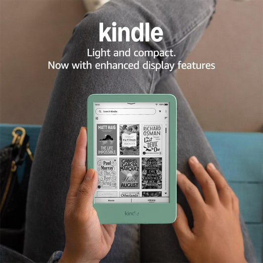 Amazon Kindle (16 GB) – Lightest and most compact Kindle with glare-free display, faster page turns, adjustable front light and long battery life – Without Ads – Matcha