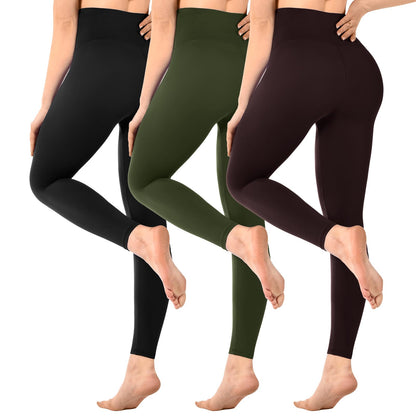 SINOPHANT Pack of 3 Women's High Waist Opaque Black Leggings for Gym Yoga Sports