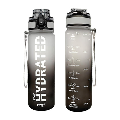EYQ Water Bottle 1L / 500ML, 16oz / 32oz Leak-Proof Motivational Sports Drinks Bottle with Time Marker, Tritan BPA-Free, Drinking Waterbottles for Fitness, School, Gym, Outdoor Sports