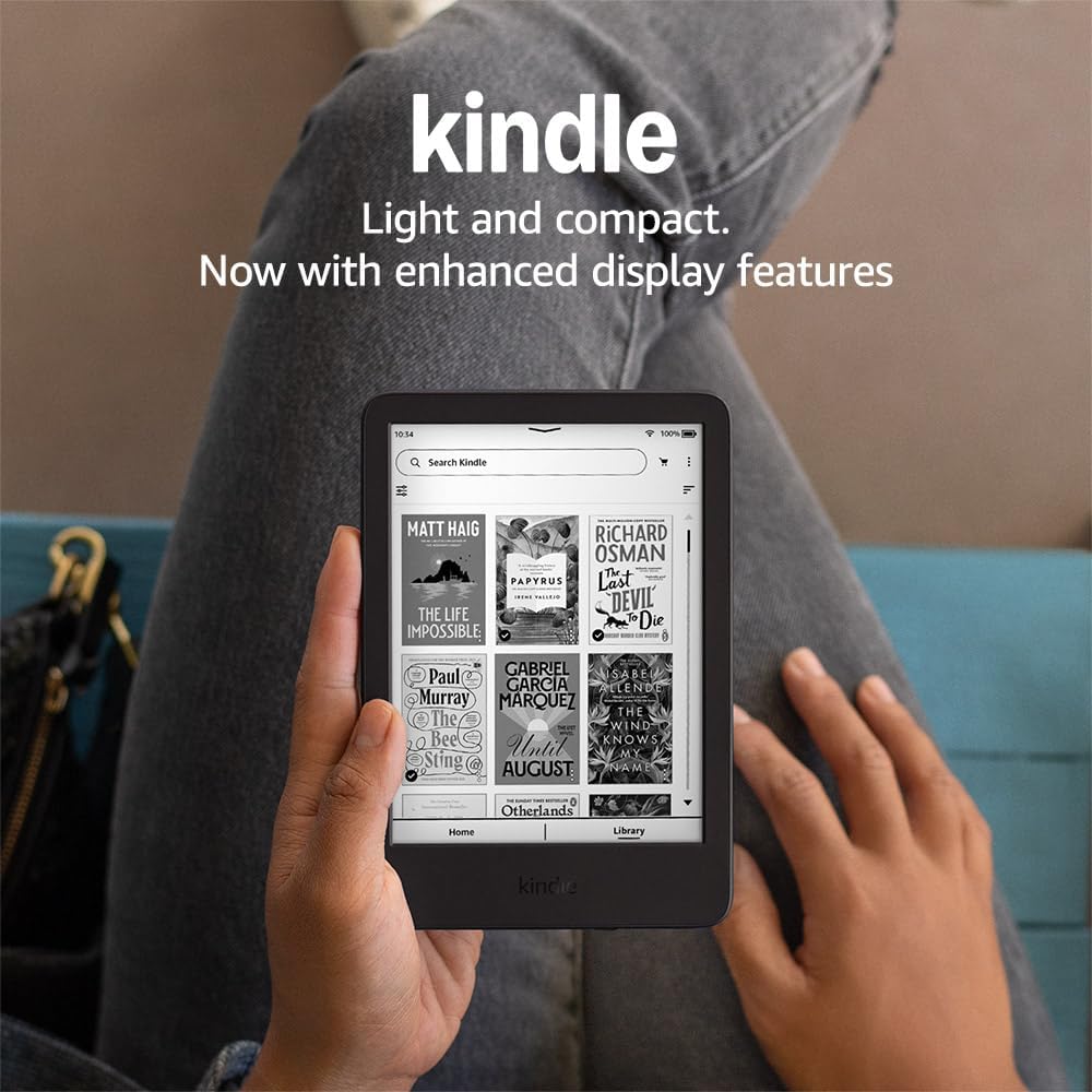 Amazon Kindle (16 GB) – Lightest and most compact Kindle with glare-free display, faster page turns, adjustable front light and long battery life – Without Ads – Matcha