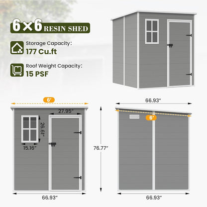 UDPATIO Outdoor Resin Storage Shed 6x4.5 FT, Plastic Garden Shed for Bike, Garbage Can, Tool, Outside Sheds & Outdoor Storage Storage Box with Lockable Door for Backyard, Patio, Lawn, Grey & White