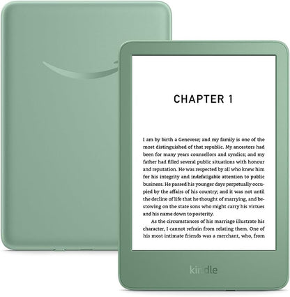 Amazon Kindle (16 GB) – Lightest and most compact Kindle with glare-free display, faster page turns, adjustable front light and long battery life – Without Ads – Matcha
