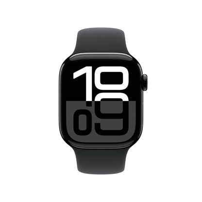 Apple Watch Series 10 GPS 42 mm Smartwatch with Jet Black Aluminium Case with Black Sport Band - S/M. Fitness Tracker, ECG App, Always-On Retina Display, Water Resistant