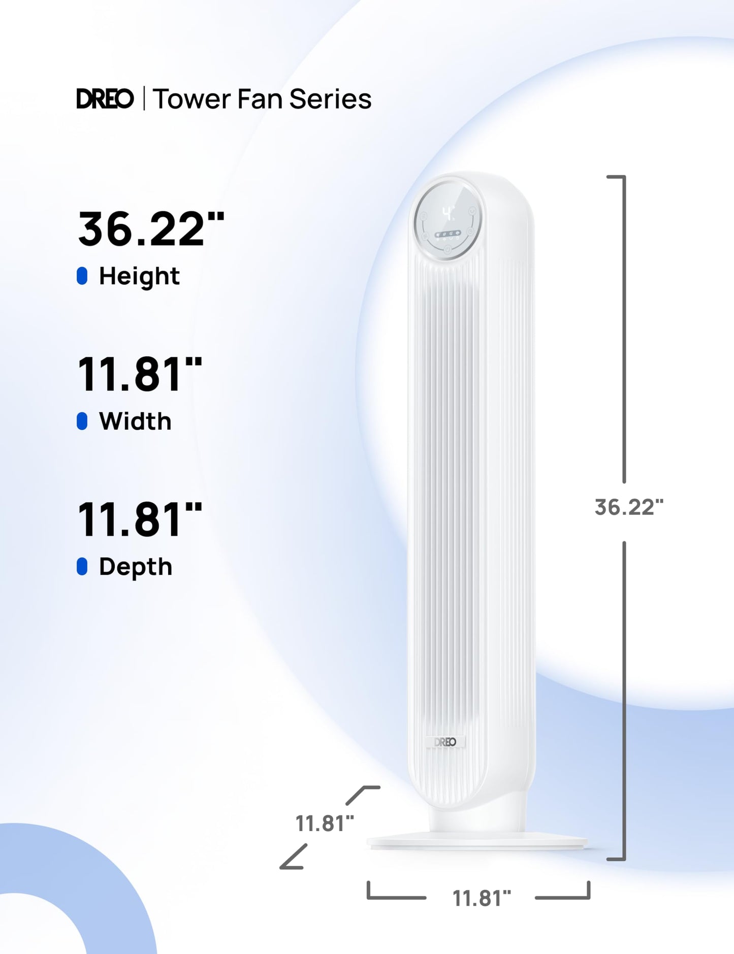 Dreo 28dB Silent Tower Fan, 25ft/s Velocity Electric Cooling Fan with Remote Control 90° Oscillating 4 Speeds 4 Modes 8H Timer LED Display, Quiet Standing Bladeless Floor Fans for Bedroom, Nomad One