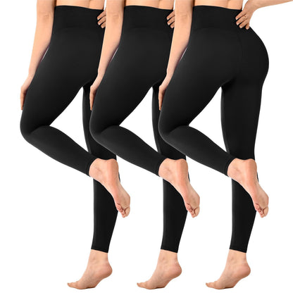 SINOPHANT Pack of 3 Women's High Waist Opaque Black Leggings for Gym Yoga Sports