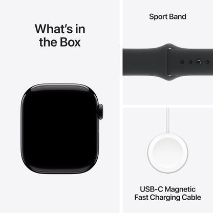 Apple Watch Series 10 GPS 42 mm Smartwatch with Jet Black Aluminium Case with Black Sport Band - S/M. Fitness Tracker, ECG App, Always-On Retina Display, Water Resistant