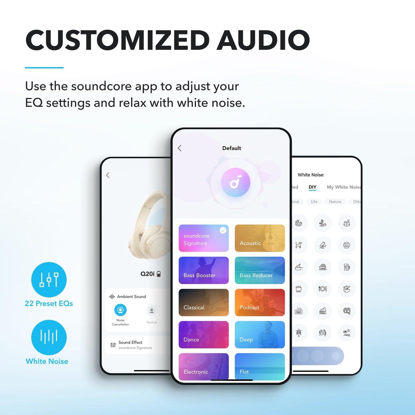 soundcore by Anker Q20i Hybrid Active Noise Cancelling Foldable Headphones, Wireless Over-Ear Bluetooth, 40H Long ANC Playtime, Hi-Res Audio, Big Bass, Customize via an App, Transparency Mode