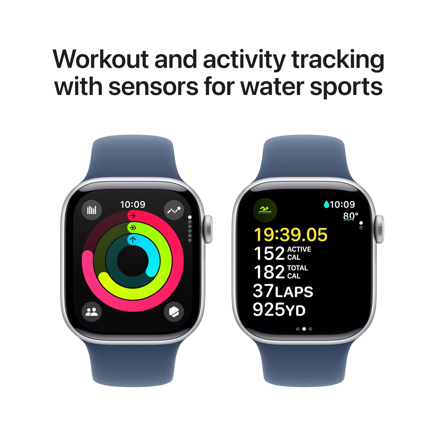 Apple Watch Series 10 GPS 42 mm Smartwatch with Jet Black Aluminium Case with Black Sport Band - S/M. Fitness Tracker, ECG App, Always-On Retina Display, Water Resistant