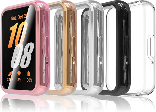 Simpeak 5-Pack Screen Protector Case Compatible with Samsung Galaxy Fit 3, TPU Soft Screen Protector Bumper Cover Replacement for Galaxy Fit 3, Transparent+Rose+Silver+Black+Rosegold
