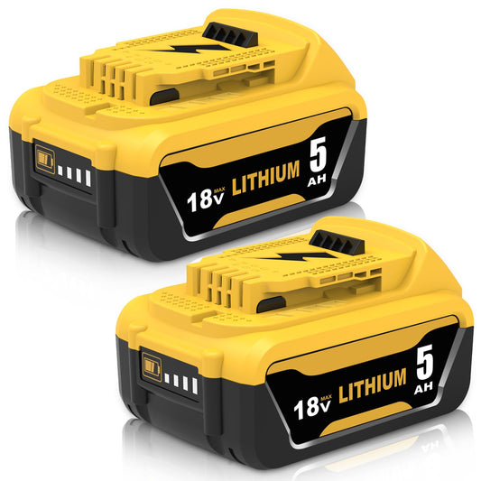 2 Pack Replacement for Dewalt battery 18V 5Ah DCB184 DCB182 DCB181 DCB180 DCB201 DCB200 DCB204 with LED Indicator