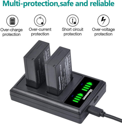 Hisewen LP-E17 Battery and Dual Charger, 2 Pack Replacement Battery for Canon Eos R10, Eos RP, Eos R8, Eos R50, Rebel T8i, T7i, T6i, T6s, EOS M3, M5, M6, EOS 200D, 77D, 750D, 760D, 800D