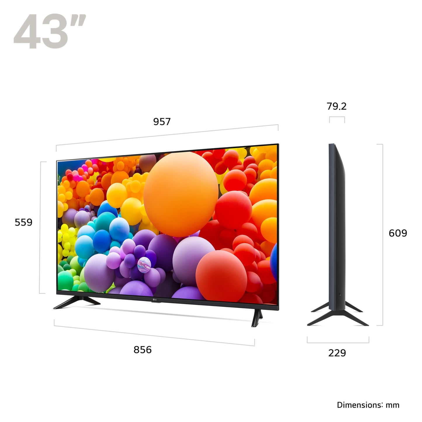 LG 43UT73006LA 43-Inch 4K UHD Smart TV, α5 AI Processor Gen7, Freeview Play and Amazon Alexa, 60Hz, Ashed Blue [Model 2024]