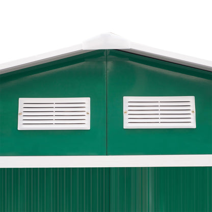 Outsunny 9 x 6ft Metal Garden Shed, Outdoor Storage Tool House with Ventilation Slots, Foundation Kit and Lockable Double Doors, Brown