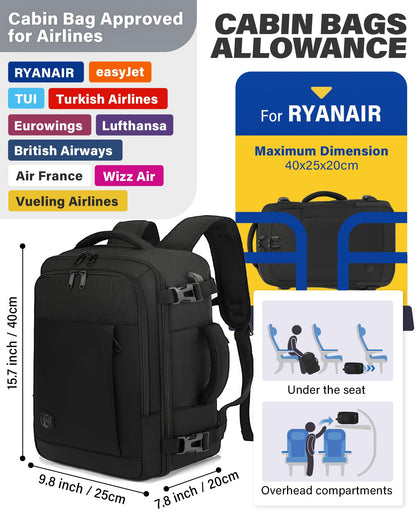 VANKEV Ryanair Cabin Bag 40x20x25 Underseat 20L