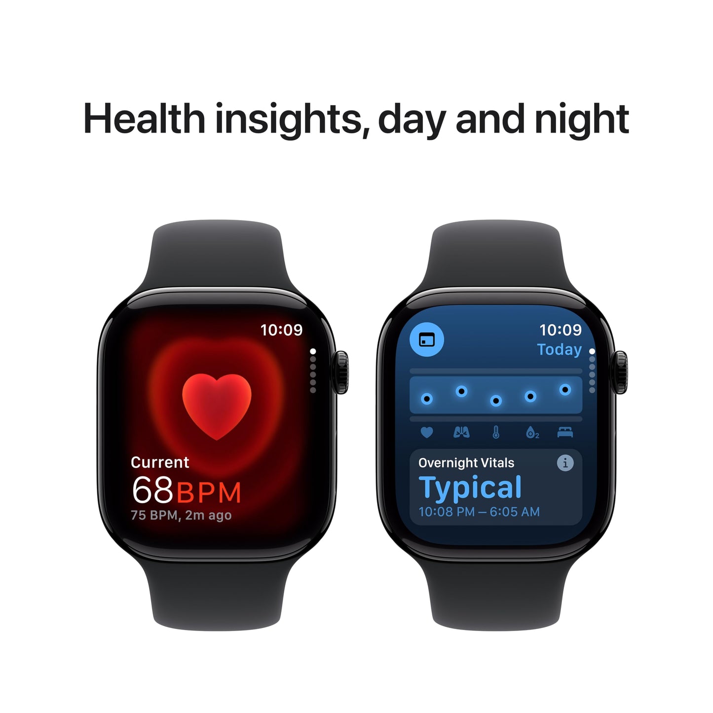Apple Watch Series 10 GPS 42 mm Smartwatch with Jet Black Aluminium Case with Black Sport Band - S/M. Fitness Tracker, ECG App, Always-On Retina Display, Water Resistant