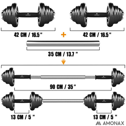 Amonax 20kg 30kg Cast Iron Adjustable Dumbbells