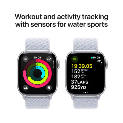 Apple Watch Series 10 GPS 42 mm Smartwatch with Jet Black Aluminium Case with Black Sport Band - S/M. Fitness Tracker, ECG App, Always-On Retina Display, Water Resistant
