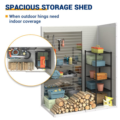 UDPATIO Outdoor Resin Storage Shed 6x4.5 FT, Plastic Garden Shed for Bike, Garbage Can, Tool, Outside Sheds & Outdoor Storage Storage Box with Lockable Door for Backyard, Patio, Lawn, Grey & White