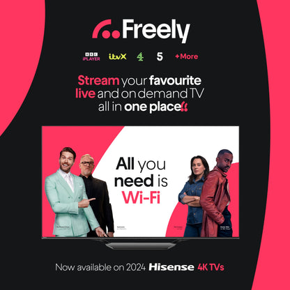 Hisense 43 Inch 4K Smart TV 43E6NTUK - Dolby Vision, Game Mode PLUS with 60Hz VRR ALLM, Smooth Motion, AI Sports Mode, Vidaa OS with Freely, Youtube, Netflix and Disney+ & Now TV (2024 Model)