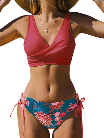 CUPSHE Women's Bikini Set Twist Front Tie Side Bikini Swimsuit Two Piece