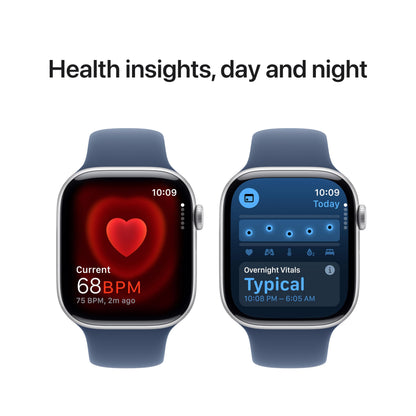 Apple Watch Series 10 GPS 42 mm Smartwatch with Jet Black Aluminium Case with Black Sport Band - S/M. Fitness Tracker, ECG App, Always-On Retina Display, Water Resistant