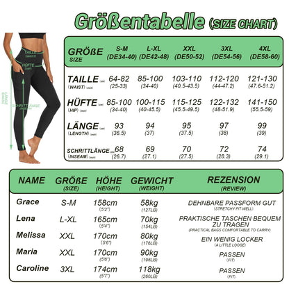 FOTOCITI Gym Leggings for Women with Pockets Black High Waisted Leggings Soft Elastic Opaque Tummy Control Slim Trousers Sports Workout Running Yoga Pants