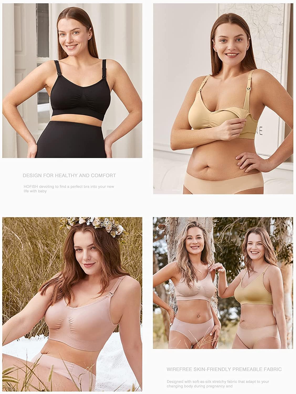 HOFISH 3PACK Full Bust Seamless Nursing Maternity Bras