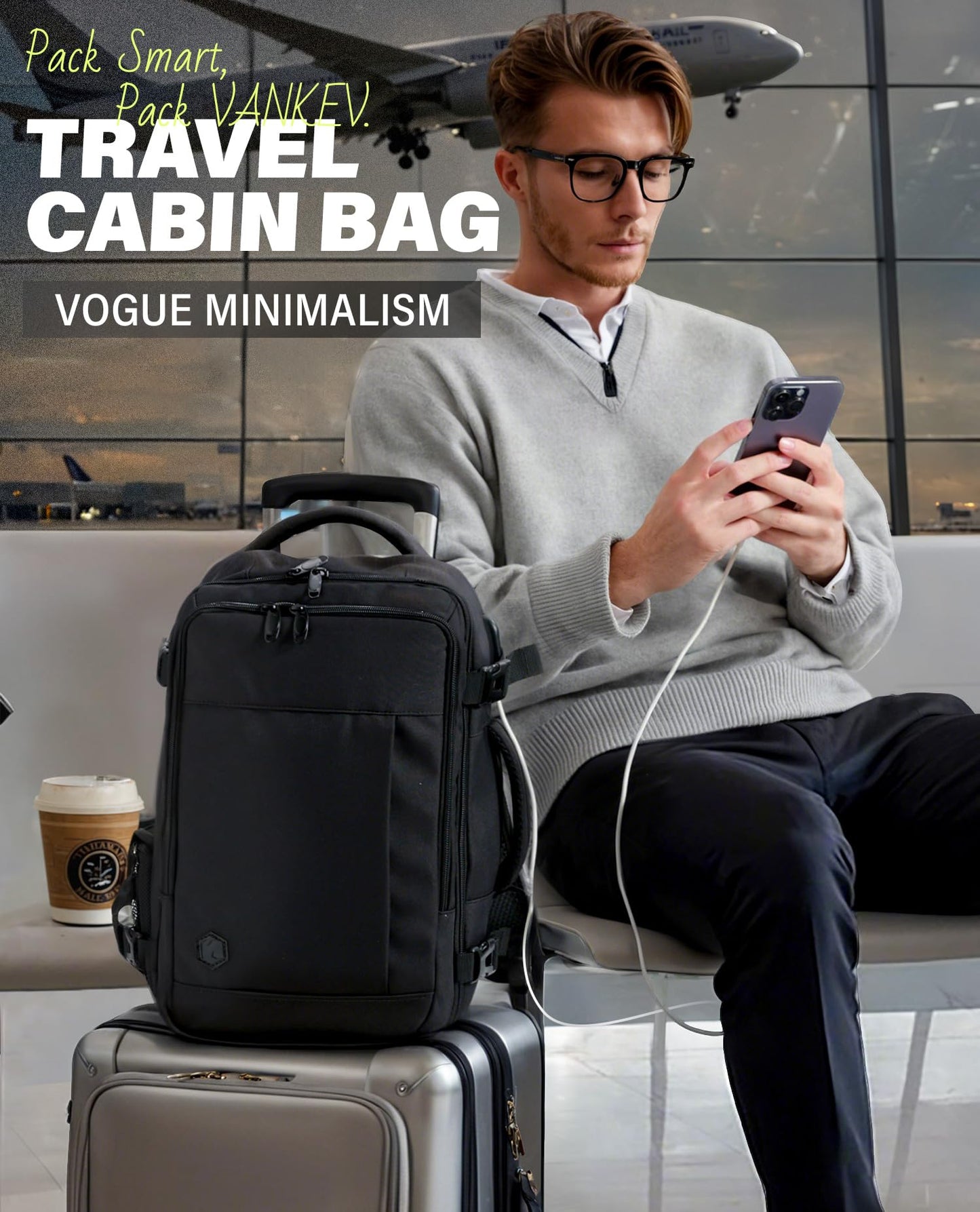 VANKEV Ryanair Cabin Bag 40x20x25 Underseat 20L