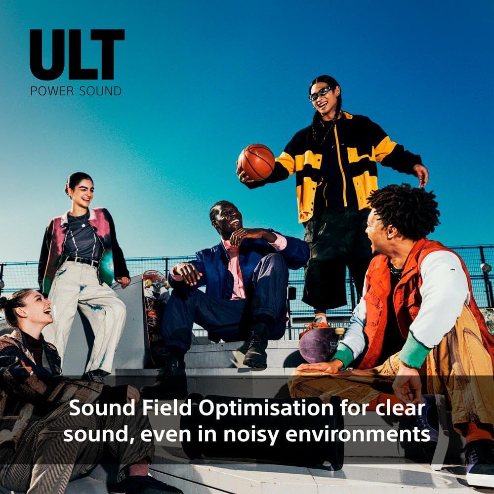 Sony ULT FIELD 7 - Wireless Bluetooth Portable Speaker with ULT POWER SOUND, Ultimate Deep BASS, X Balanced Speaker, 30 HR Battery, IP67, Waterproof, LED Lighting, Mic, Guitar Input - Black