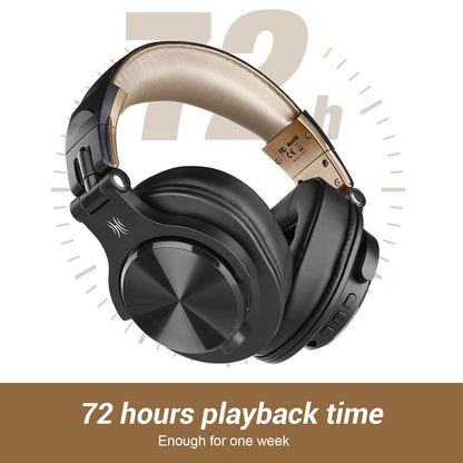 OneOdio A70 Bluetooth Headphones Over Ear, 72 Hrs Playtime, Monitor Level Stereo Sound Quality, Foldable Wireless＆Wired DJ Headphone, Professional Studio Headphones for DJ/TV/PC/Phone