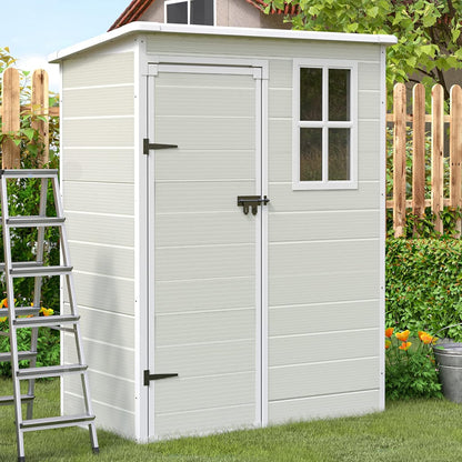 UDPATIO Outdoor Resin Storage Shed 6x4.5 FT, Plastic Garden Shed for Bike, Garbage Can, Tool, Outside Sheds & Outdoor Storage Storage Box with Lockable Door for Backyard, Patio, Lawn, Grey & White