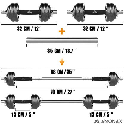 Amonax 20kg 30kg Cast Iron Adjustable Dumbbells