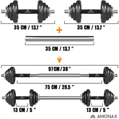 Amonax 20kg 30kg Cast Iron Adjustable Dumbbells