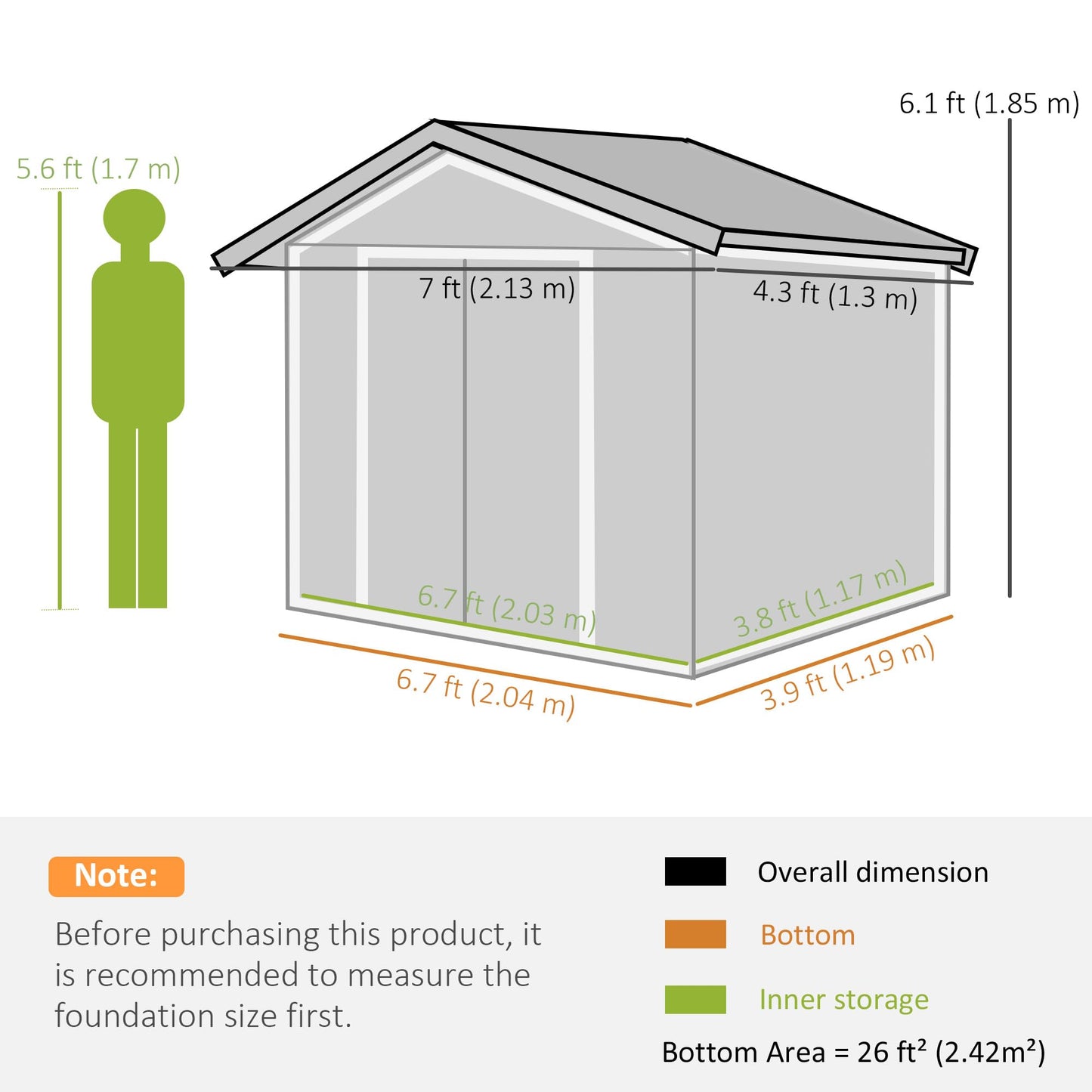 Outsunny 9 x 6ft Metal Garden Shed, Outdoor Storage Tool House with Ventilation Slots, Foundation Kit and Lockable Double Doors, Brown
