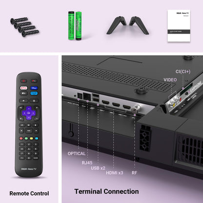 RCA Roku TV 32" Smart TV, RK32HN1 32 Inch HD TV with Apple TV+ BBC Netflix Freeview, DVB-T2/T Dolby Audio HDMI USB, Ideal Television for Small Lounge