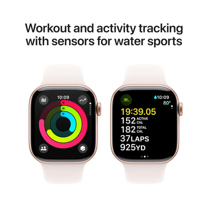 Apple Watch Series 10 GPS 42 mm Smartwatch with Jet Black Aluminium Case with Black Sport Band - S/M. Fitness Tracker, ECG App, Always-On Retina Display, Water Resistant