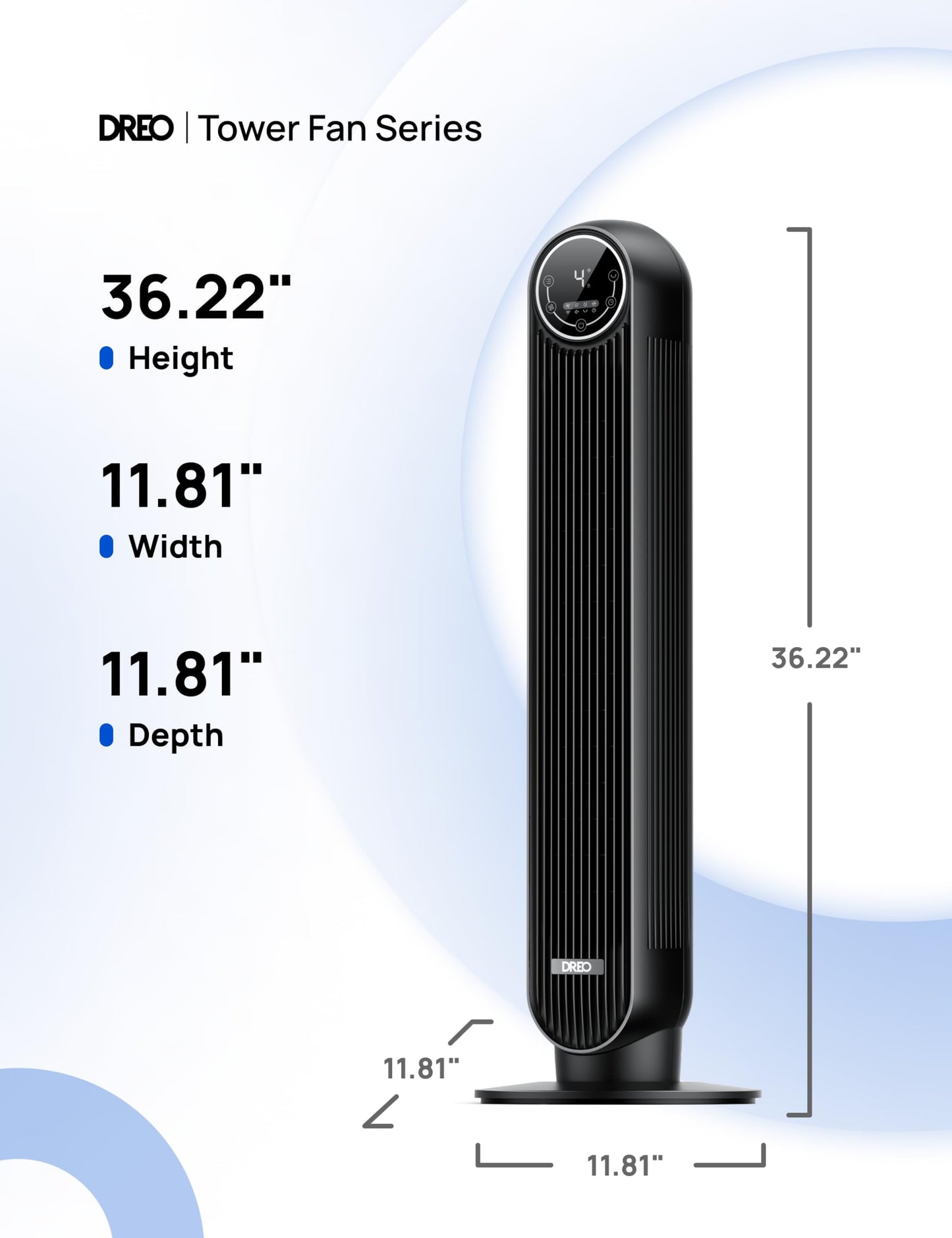 Dreo 28dB Silent Tower Fan, 25ft/s Velocity Electric Cooling Fan with Remote Control 90° Oscillating 4 Speeds 4 Modes 8H Timer LED Display, Quiet Standing Bladeless Floor Fans for Bedroom, Nomad One