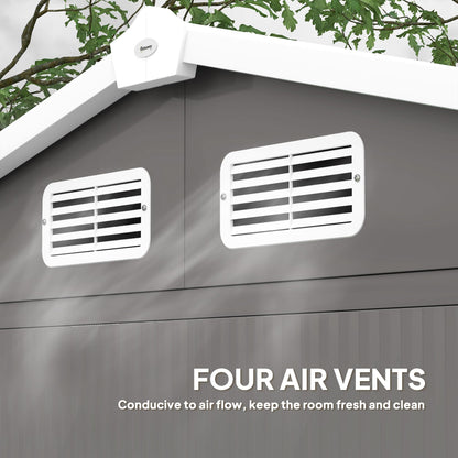 Outsunny 7 x 4ft Garden Shed, Easy to Assemble, Upgraded Galvanised Steel Frame with Foundation Kit, Double Doors with Lock, Outdoor Metal Shed with Vents and Gloves, Garden Storage Shed, Dark Grey