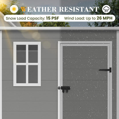 UDPATIO Outdoor Resin Storage Shed 6x4.5 FT, Plastic Garden Shed for Bike, Garbage Can, Tool, Outside Sheds & Outdoor Storage Storage Box with Lockable Door for Backyard, Patio, Lawn, Grey & White