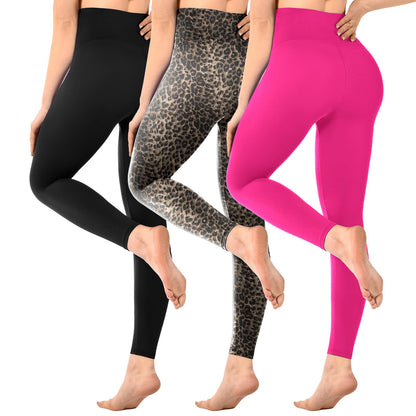 SINOPHANT Pack of 3 Women's High Waist Opaque Black Leggings for Gym Yoga Sports