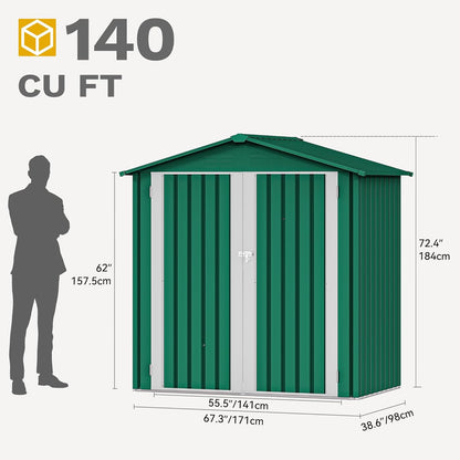 YITAHOME 6x4ft Metal Outdoor Storage Shed, Large Heavy Duty Tool Sheds with Lockable Doors & Air Vent for Backyard Patio Lawn to Store Bikes, Tools, Lawnmowers,Green