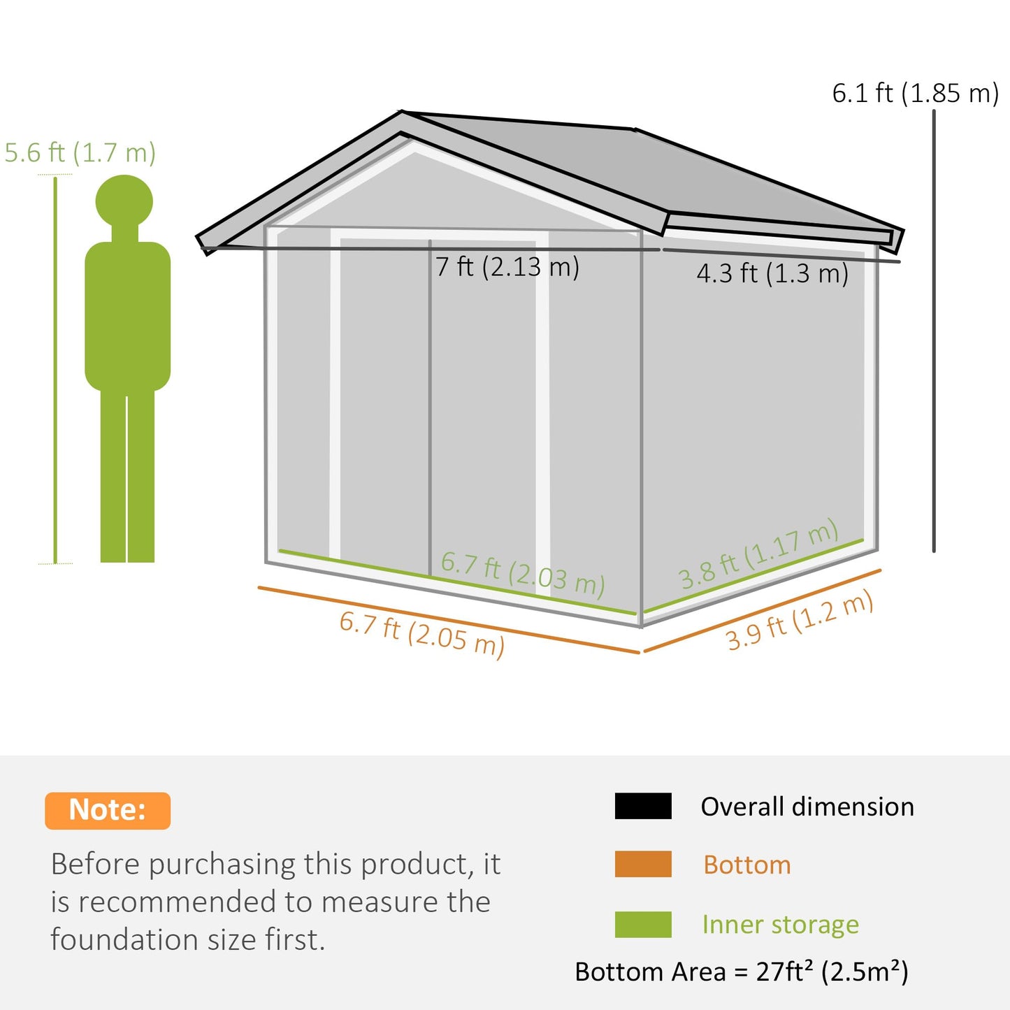 Outsunny 9 x 6ft Metal Garden Shed, Outdoor Storage Tool House with Ventilation Slots, Foundation Kit and Lockable Double Doors, Brown