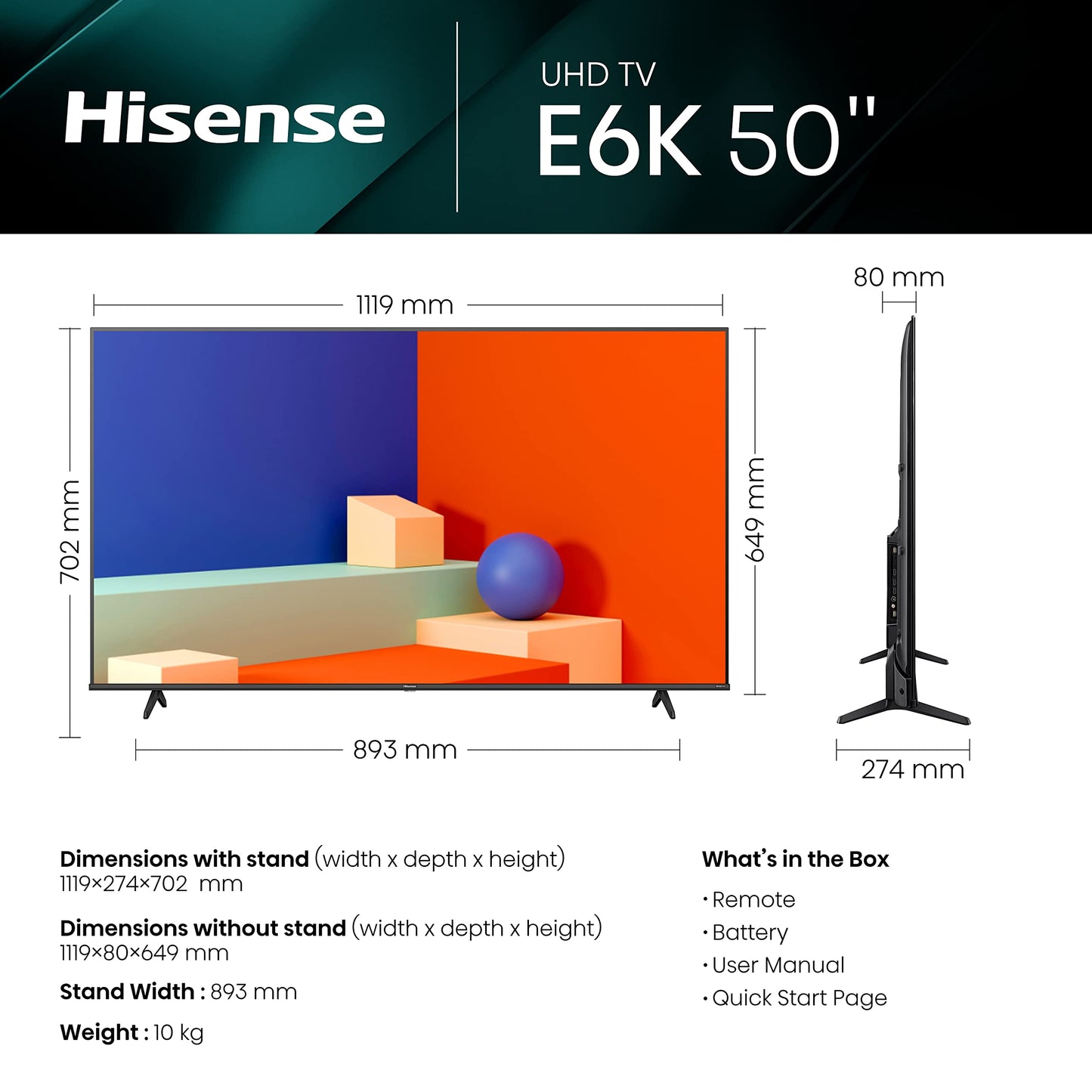 Hisense 43 Inch 4K Smart TV 43E6NTUK - Dolby Vision, Game Mode PLUS with 60Hz VRR ALLM, Smooth Motion, AI Sports Mode, Vidaa OS with Freely, Youtube, Netflix and Disney+ & Now TV (2024 Model)