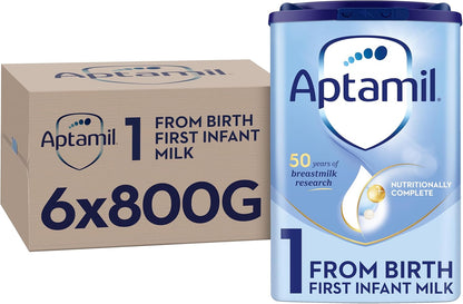 Aptamil 1 First Baby Milk Powder, From Birth, 800g (Pack of 6)