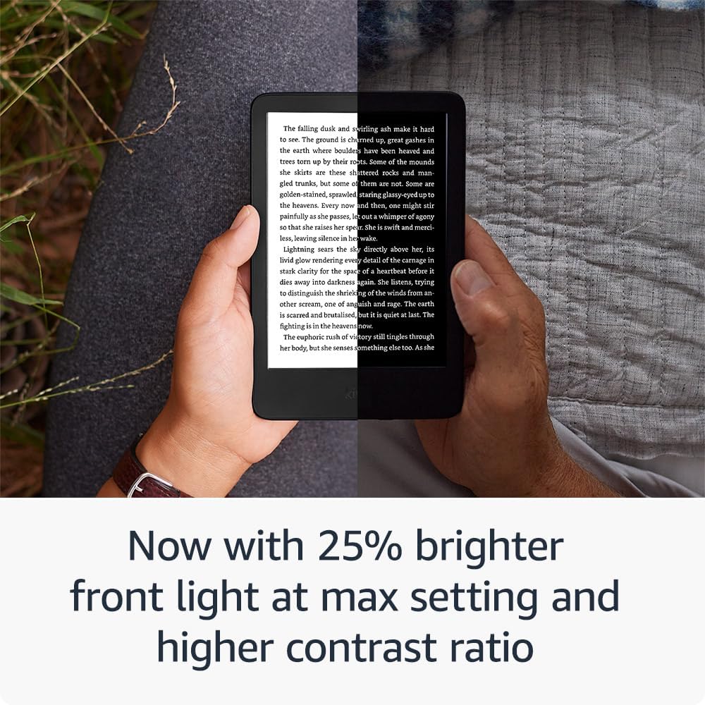 Amazon Kindle (16 GB) – Lightest and most compact Kindle with glare-free display, faster page turns, adjustable front light and long battery life – Without Ads – Matcha