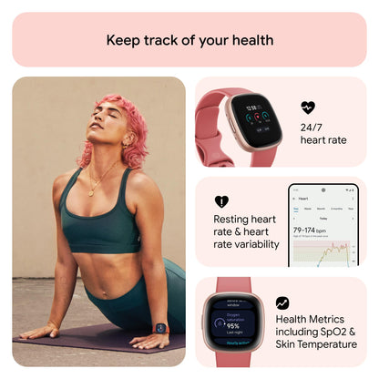 Google Fitbit Versa 4 Fitness Smartwatch with built-in GPS and up to 6 days battery life - compatible with iOS 15 or higher & Android OS 9.0 or higher