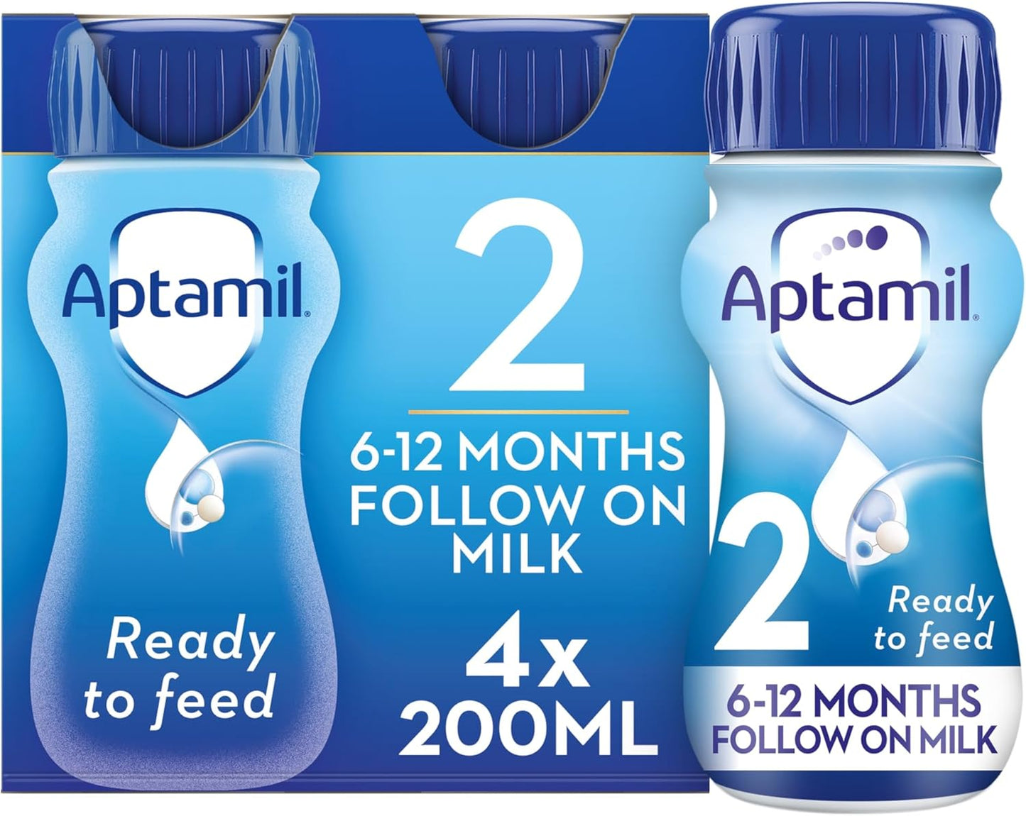 Aptamil 2 Follow On Baby Milk Ready To Use Liquid Formula, 6-12 Months, 200 Ml, (Pack Of 24)