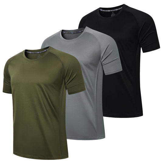 3 Pack Mens Running T Shirts Gym Clothes ShirtsQuick Dry Moisture Wicking Athletic Shirt Breathable Cool Workout Tshirts