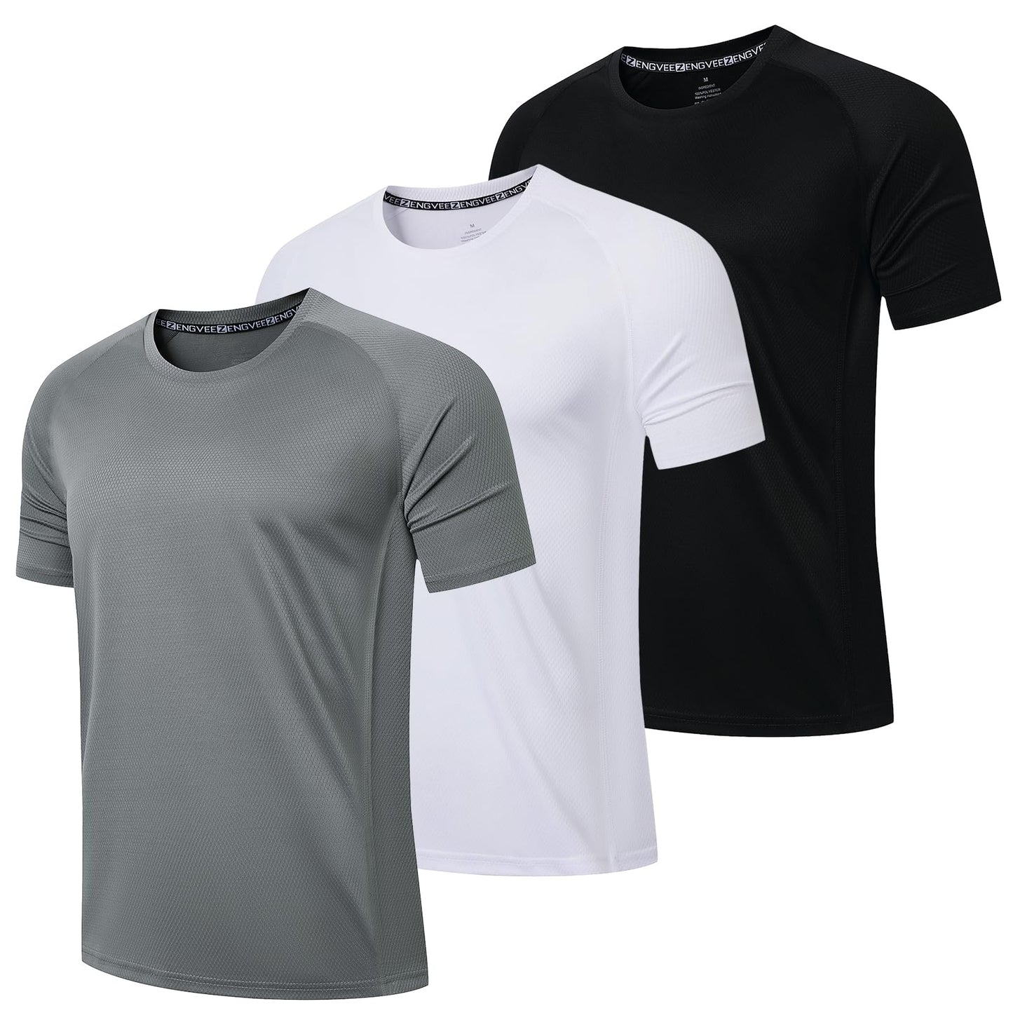 3 Pack Mens Running T Shirts Gym Clothes ShirtsQuick Dry Moisture Wicking Athletic Shirt Breathable Cool Workout Tshirts