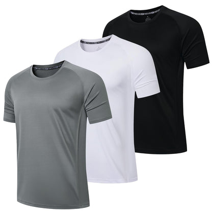 3 Pack Mens Running T Shirts Gym Clothes ShirtsQuick Dry Moisture Wicking Athletic Shirt Breathable Cool Workout Tshirts
